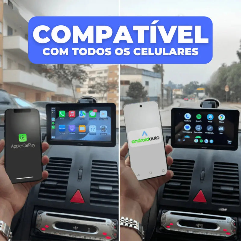Multimídia Universal com AndroidAUTO e Apple CarPlay + Câmera de Ré 🎁