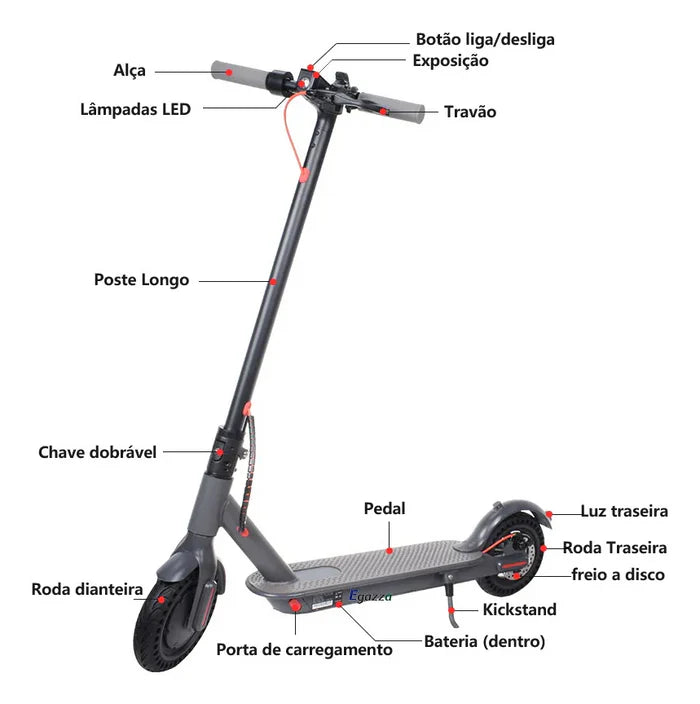 Patinete Elétrico Scooter De Alumínio com App Bluetooth