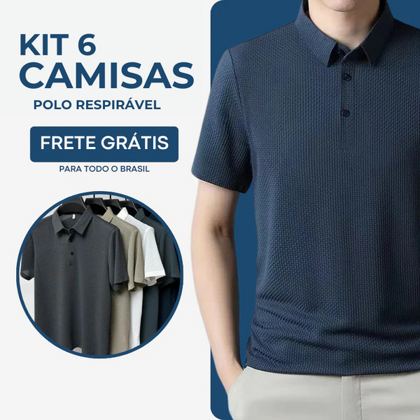 Kit 6 Camisas Polo Ultra Fresh + (Relogio de Brinde)