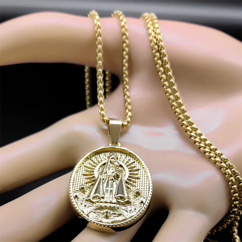COLAR NOSSA SENHORA - FOLHEADO A OURO + FRETE GRATUITO
