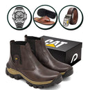 Bota Masculina Adventure em Couro Legítimo | +3 Brindes: Chinelo, Relógio e Cinto