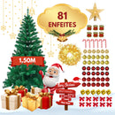 Árvore Natal Pinheiro Premium 200 Galhos Enfeitada Decorada + Kit Completo Enfeites